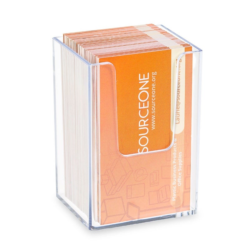 SOURCEONE.ORG Premium Clear Acrylic Single Pocket Vertical Business Card Holder - Image 1